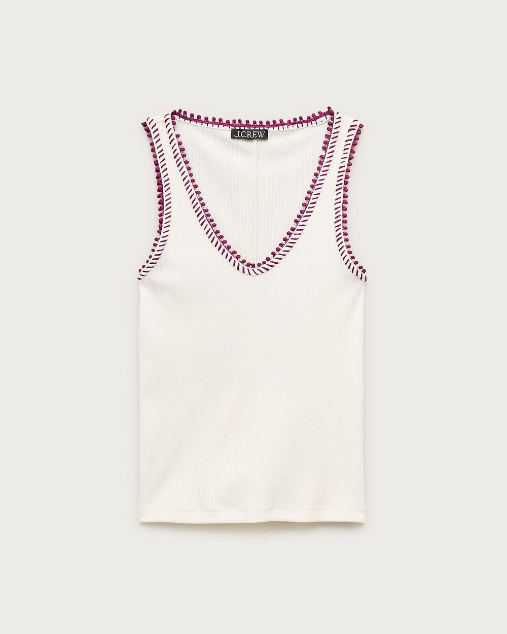 J.Crew Perfect rib V-neck tank top with hand-stitched trim Ivory XS